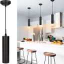 DAKASON Black Pendant Light, LED Modern Pendant Light Fixture for Kitchen Island, Industrial Pendant Lighting for Dining Room, Vintage Chandelier to Decor Living Room, Hallway (1Pack)