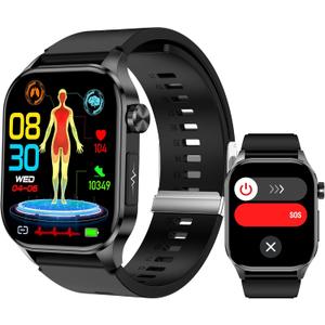 Smart Watch for Men Women, 2.04" AMOLED Color Screen, 24/7 Heart Rate, Blood Oxygen, Blood Pressure, Sleep and Stress Health Monitor, Blood and Body Composition Insights, 150 Sports Modes (Black)