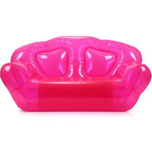 Kigley Inflatable Chair Blow Up Couches Transparent Inflatable Sofa Seat Yard Patio Portable Air Couch Furniture for Outdoor Indoor Camping Beach Room(Double Seat,Pink)