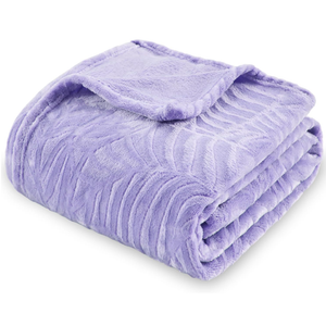 SOCHOW Super Soft Flannel Fleece Throw Blanket, Lightweight Cozy Warm Leaves Textured Plush Blanket for Bed Couch Sofa, 60 x 80 Inches, Lilac