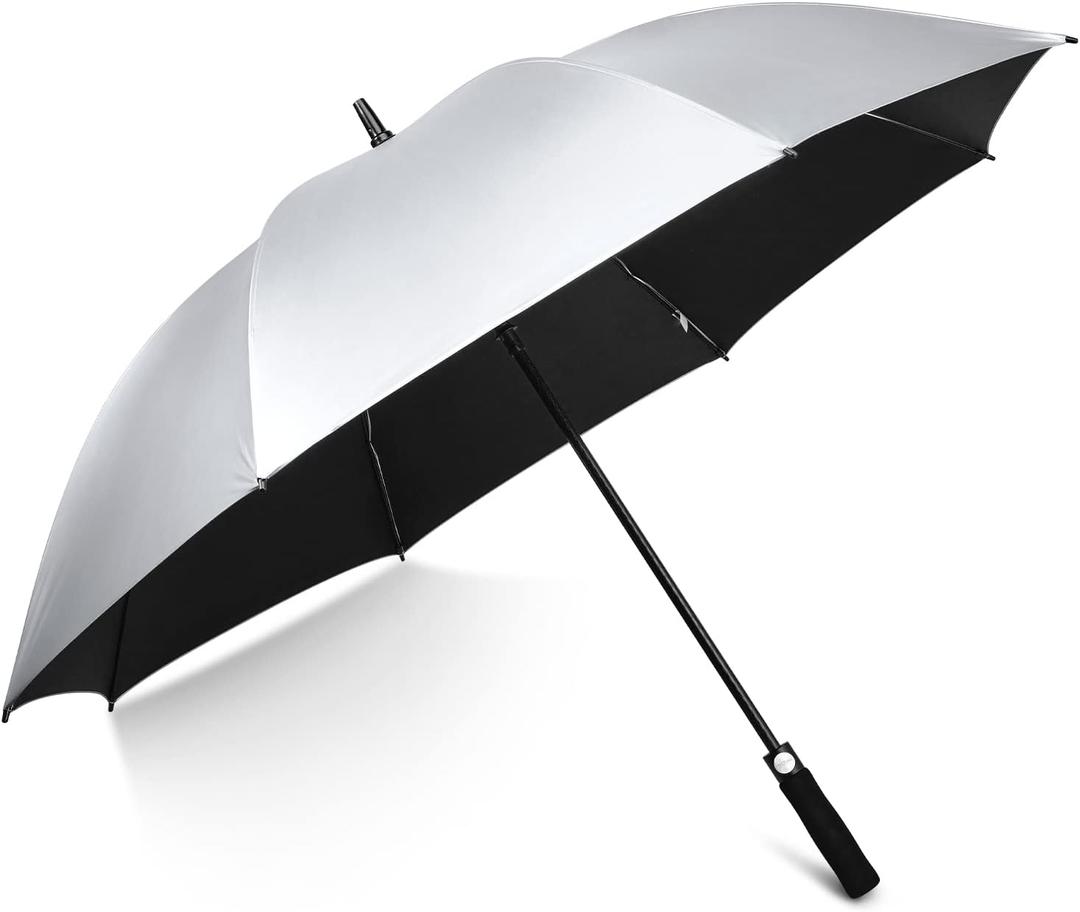 G4Free 54/62 Inch Windproof UV Protection Golf Umbrella Extra Large Silver Coated Automatic Open Stick Long Umbrella