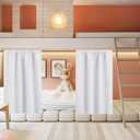 RYB HOME Basement Bathroom Kitchen Cafe Privacy Curtains, Short Insulating Light UV Heat Blocking Privacy Curtain Tiers for Laundry Room, Width 34 by Length 30, Pure White, 2 Panels