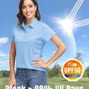 Boladeci Women's Golf Polo Shirts Short Sleeve UPF 50+ Sun Protection 4-Button Tennis Collared Shirts (Blue, S)