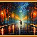 DMCVIVR Stamped Cross Stitch Kits for Adults Beginners Embroidery Kits 11CT Needlepoint Kits Cross Stitch Patterns Embroidery Patterns-Strolling on a Rainy Night 16x20 inch