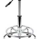 KKTONER PU Leather Round Rolling Stool with Foot Rest Swivel Height Adjustment Spa Drafting Salon Tattoo Work Office Massage Stools Task Chair Cushion 14 inches(Pink)