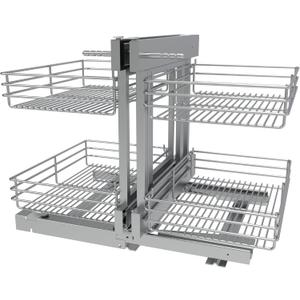 Blind Corner Cabinet Pull Out 2 Tier, Left & Right Blind Corner Cabinet Organizer for 18" W, Cabinet Pull Out 4 Shelves, Chrome, Slide Out Drawers for Kitchen or Bathroom Cabinets