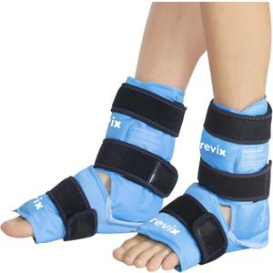 REVIX Foot Ankle Ice Pack Wraps for Discomfort, Reusable Gel Ice Wrap with Cold Compression Therapy, Plantar Fasciitis, Post-Workout Feet Recovery, Soft Plush Lining, 2 Packs