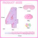 Pink Number 4 Piata with Pinata Stick & Blindfold for Kids Girls Boys 4th Birthday Party Decorations Carnival Games with Hair Claw Clip Gift (Number 4)