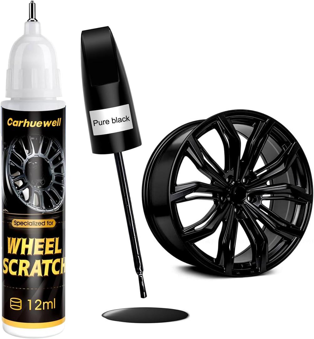 Black Rim Touch Up Paint Compatible with Kia, Wheel Scratch Repair Paint Pen Curb Rash Scuff Exact Match Scratch Repair Remover Car, 0.42 Fl Oz (EXP 02/04/26)