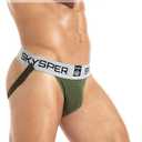 SKYSPER Jockstrap Athletic Supporters for Men Jock Strap Male Underwear Men's Thong Jockstrap Underwear (Green, XXL)