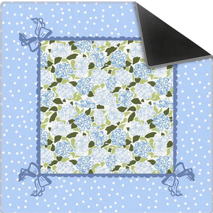 Coquette Blue Hydrangea Mahjong Mat 31.5" x 31.5",Blue and Green Floral Non-Slip Noise Reduction Mahjong Table Cover Accessories and Supplies for Dominoes Poker Card Board and Tile Games Gifts