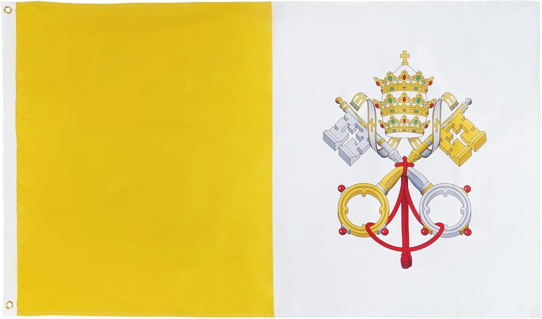 FRF Vatican City Flag - 4x6 Ft, Double Sided, Catholic Outdoor Flag with 2 Brass Grommets and 4 Rows of Lower Stitches