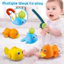 Dwi Dowellin Bath Toys for Toddlers, Magnetic Fishing Games Kids Bathtub Toys, Mold Free Wind-up Toys Swimming Fish Duck Whale Floating Water Toys for Kids Baby Infant