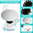 972-098A Drain Stopper Seal Polished Chrome Sink Stopper,Push & Seal Pop Up Drain Stopper Assembly,Drain Sink Part Number is 35338-06XX