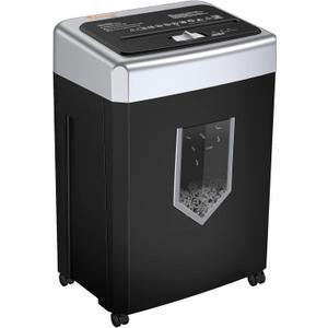 Bonsaii 15-Sheet Office Paper Shredder, 40 Mins Heavy Duty Shredder for Home Office, Crosscut Shreder with Anti-Jam System & P-4 High Security Supports CD/Credit Cards/Staple,5 Gal Pullout Bin C169-B