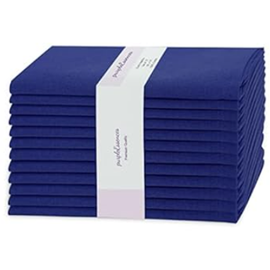 PurpleEssences Set of 12 Cloth Dinner Napkins 100% Cotton 18x18 Inch - Soft Durable Washable - Ideal for Farmhouse Party Fall Thanksgiving - Perfect Everyday Use Table Linen - Royal blue