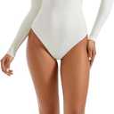 SUUKSESS Women Off the Shoulder Bodysuit Short Sleeve Strapless Thong Body suit (White, M)
