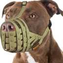Mayerzon Pitbull Muzzle for Large Medium Sized Dogs to Prevent Biting Scavenging, Basket Muzzle for Rottweiler Staffordshire Terrier in Grooming Training, Allow to Pant Drink, Lightweight and Sturdy, Green