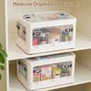 24 QT Medicine Organizer - Extra Large Medicine Storage Box,Empty First Aid Kit Portable Medical Supply Organizer with Removable Tray, Multipurpose Clear Medicine Cabinet Organizer with Wheels