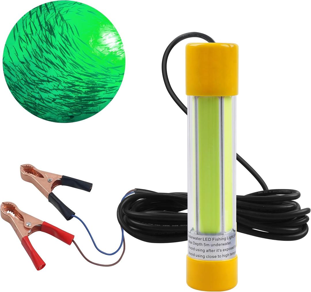 OROOTL Underwater Fishing Light Super Bright 16000 Lumens 21.5W 12V LED Night Fishing Light Deep Drop Fish Lamp Fishing Bait Finder for Shrimp Prawns Squid Boat Dock, Green