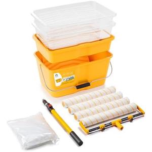 VOOMEY 13PC 18 Inch Paint Roller Kit,18"Paint Bucket and Paint Tray, Large Paint Roller Frame with 3.3 ft Extension Pole, Paint Tray Liner (Pack of 3),Ideal for Painting Large Areas