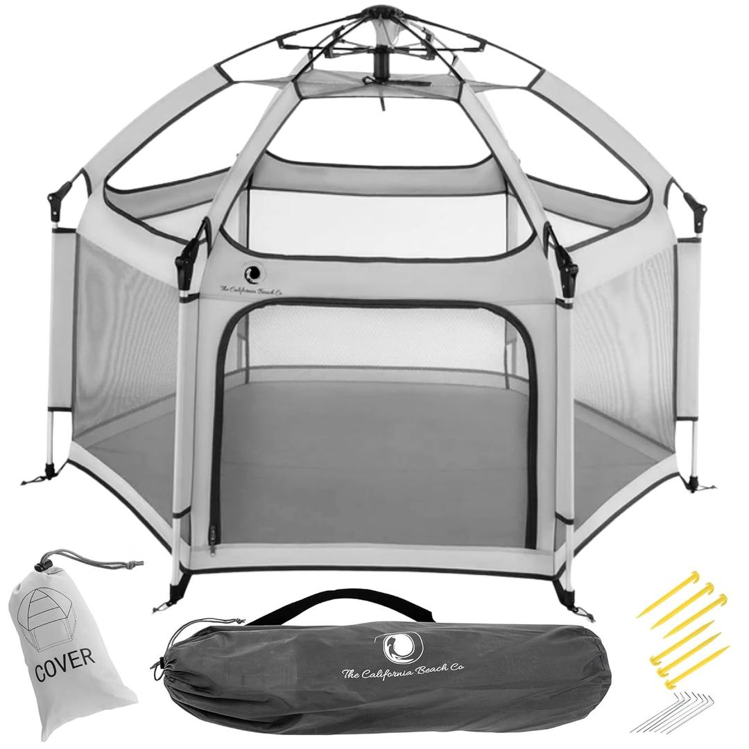 Pop 'N Go Baby Playpen Indoor Outdoor, Pack N Play Beach Tent Cosmic Gray