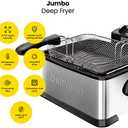 Chefman 4.5 Liter Deep Fryer w/Basket Strainer, XL Jumbo Size, Adjustable Temperature & Timer, Perfect for Fried Chicken, Shrimp, French Fries, Chips & More, Removable Oil-Container, Stainless Steel