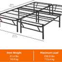 Amazon Basics Bed Frame with Ample Underbed Storage, Foldable Metal Platform, Sturdy Steel, No Box Spring Needed, 14 inches High, Noise-Free Support, Easy Assembly Tool-Free Setup, Full Size, Black