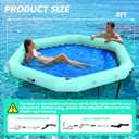 8FT Hexagon Inflatable Water Hammock wit Mesh Center, Floating Dock Heavy Duty PVC Lake Floats Platform with Cup Holders, Portable Floating Island with Carry Bag for Pool, River & Ocean