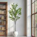 Aurlan 7.55ft Ficus Artificial Trees, Lifelike Faux Tree, Green Lush Fake Ficus Tree Artificial Plants for Office Home Living Room Indoor Outdoor Modern Decor, Perfect Housewarming Gift