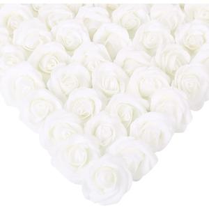 Stemless Roses, 200 Pcs White Artificial Rose Heads - 1.97in, Perfect for DIY Craft, Wedding Bouquet, Party Decoration