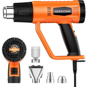 SEEKONE Heat Gun 1800W Heavy Duty Fast Heat Hot Air Gun Kit with 752&1112400-600 Dual-Temperature Settings and 4 Nozzles with Overheat Protection for Crafts, Shrinking PVC, Stripping Paint