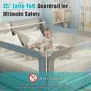 Full Size Baby Bed Rail Guard – Extra Tall Safety Bedside Rail with Headboard Rod for Toddlers, Adjustable No-Gap Design, 3 Panels (2×74.8″ + 1×55.1″), Gray & Light Blue