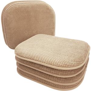Khaki Foam Seat Cushions Kitchen Chairs Pads for Dining Chairs 6 Pack Non Slip Patio Seat Cushions Washable U Shaped Soft Thick Large Metal Wooden Chair Cushions,17" x 15"