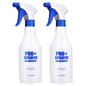 Airbee Plastic Spray Bottles 2 Pack 16 Oz for Cleaning Solutions, Essential Oils, Hair, Planting, Bleach, Professional Empty Spraying Bottle, Mist Water Sprayer with Adjustable Nozzle and Measurements