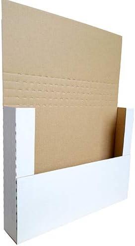 200 Pack 11 1/8" x 8 5/8" x 2" Cardboard Easy-Fold Shipping Box Mailers, Letter-Size Height Adjustable for Comics Books Photos, White (EM1182-200)