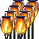 Large Solar Torch Light with Flickering Flame, Outdoor Decorative Solar Tiki Torches for Outside, Super Bright Landscape Lighting for Garden, Pathway, Yard, Auto On/Off (Pack of 8)