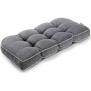 SUNROX Gel Memory Foam Bench Cushion with Piping, Heavy Duty Tufted Fadeshied Water Resistant Ultra Durable Thicken Reversible Indoor/Outdoor Bench Seat Pads 48x19x5 inch, Heather Charcoal