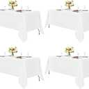 4 Packs White Tablecloth 60 x 126 Inch, Rectangle 8 Feet Table Cloth - Stain and Wrinkle Resistant Washable Polyester Table Cover for Dining Tables, Buffet Parties and Camping