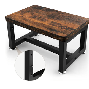 Step Stool, Height-Adjustable Wooden Step Ladder Metal Foot Stool Small Kitchen Stool Helper for Toddler Adults, Ladder Chair for Home Bedside Bathroom Sink Potty-Black