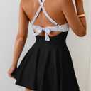B2prity Women Cutout One Piece Skirt Swimsuit V Neck Wrap Tie Back Swimdress Tummy Control Bathing Suits Slimming Swimwear, Size XL