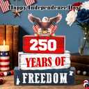 4 Pcs 250th Anniversary Patriotic 4th of July Wooden Tiered Tray Decor, Memorial Day Decorations Gifts for Home, Independence Day Red White Blue Table Centerpiece for Office Party Shelf Kitchen