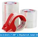 Heavy Duty Transparent Packing Tape,6 Rolls with Refillable Dispenser,Industrial Grade Packaging Tape for Shipping Moving Sealing,1.88 inches x 55 Yards Per Roll