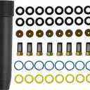 Fuel Injector Seal Kits Universal Repair Set Includes O-Rings Pintle Caps Seal Spacers and Filter Baskets (8 Set) with 1pcs Filter Removal Tool Replaces 0280150943 0280150955 0280150962