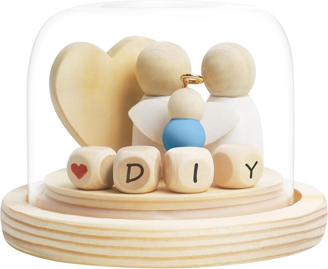 DIY Miscarriage Gifts for Mothers Glass and Wooden Box Miscarriage Memorial Baby Memory Box(Blue)