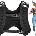 Weighted Vest for Women Men Weight Vest with Reflective Stripe Storage Pocket for Workout Walking Running Jogging Skipping Strength Training Fitness Muscle Building Weight Loss Weightlifting NO SAND (L 20-30lb, Black)