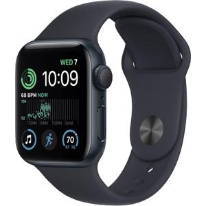 Apple Watch SE (2nd Gen) [GPS 40mm] Smart Watch w/Midnight Aluminum Case & Midnight Sport Band - M/L. Fitness & Sleep Tracker, Crash Detection, Heart Rate Monitor, Retina Display, Water Resistant