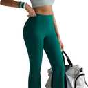 RUNNING GIRL Flare Pants with Pockets, High Waist Yoga Pants Buttery Soft Bootcut Wide Leg Leggings for Women (Green, L)