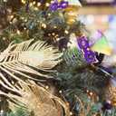 Queekay Mardi Gras Mask Miniature Tree Topper Masquerade Masks with Feather Decorations 4 Inches Mini Purple Green Gold Tree Ornaments for Christmas Carnival Party Decor