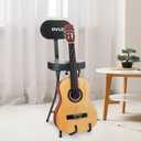 Pyle Adjustable Guitar Seat with Built-In Stand, EVA Foam Padded Cradles, Removable Backrest, Non-Slip Rubber Feet, Collapsible Design Fits Acoustic, Electric & Bass Guitars 300 lbs Capacity.